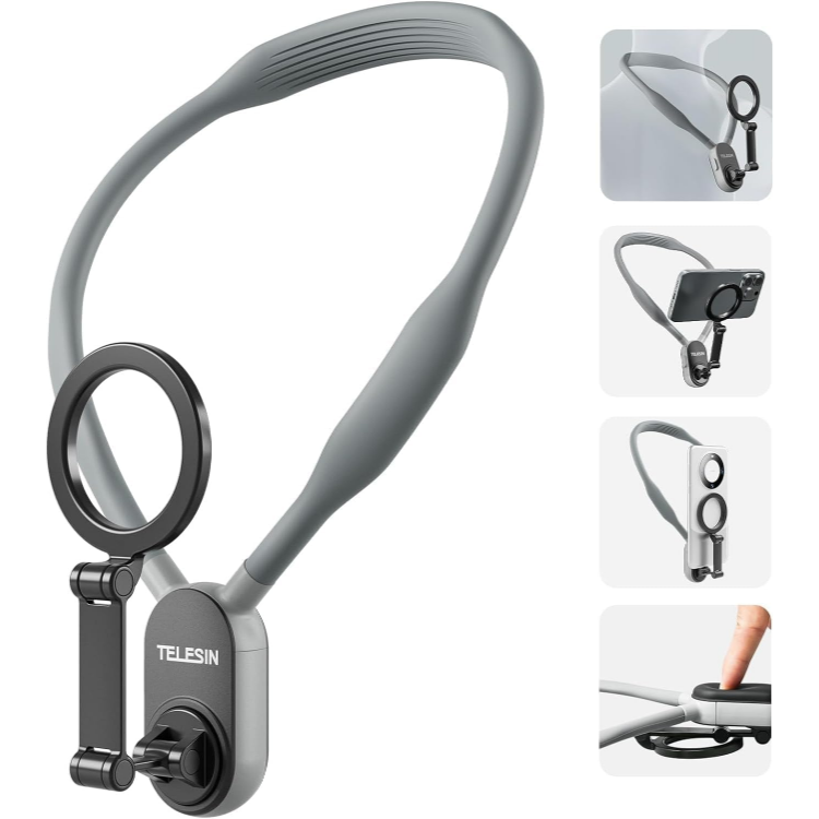 TELESIN Magnetic Neck Mount Hands-Free Phone Holder Adjustable Lightweight Design 1 TELESIN Magnetic Neck Mount Hands-Free Phone Holder Adjustable Lightweight Design