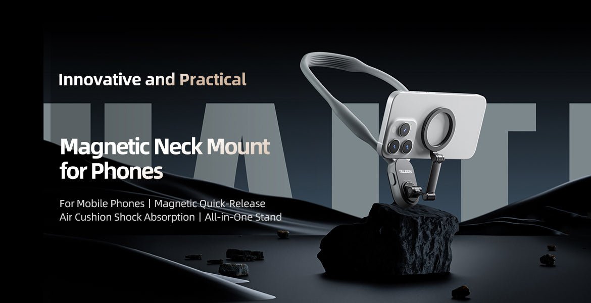 TELESIN Magnetic Neck Mount Hands-Free Phone Holder Adjustable Lightweight Design 9 TELESIN Magnetic Neck Mount for Phones 20 totot.ae