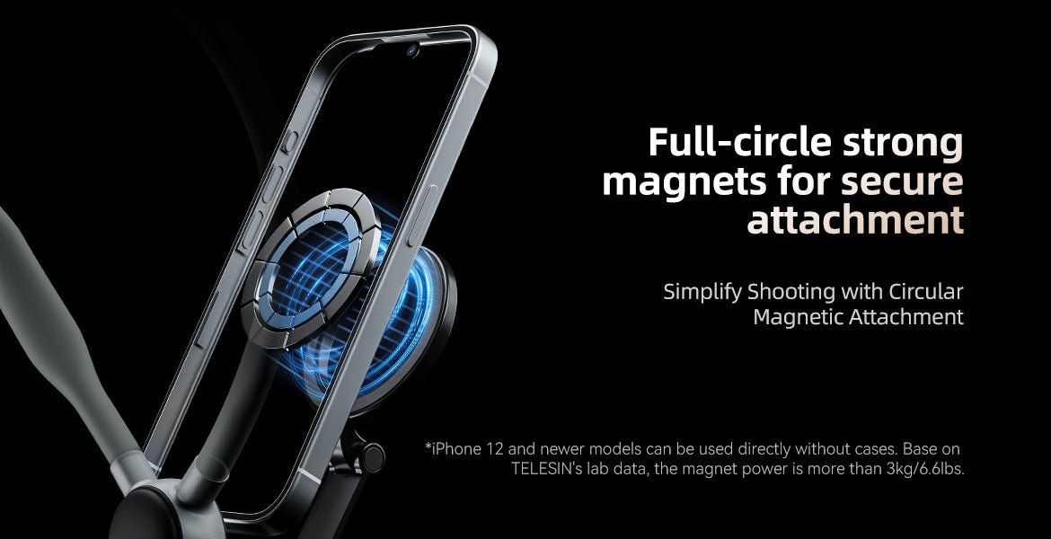 TELESIN Magnetic Neck Mount Hands-Free Phone Holder Adjustable Lightweight Design 12 TELESIN Magnetic Neck Mount for Phones 23 totot.ae