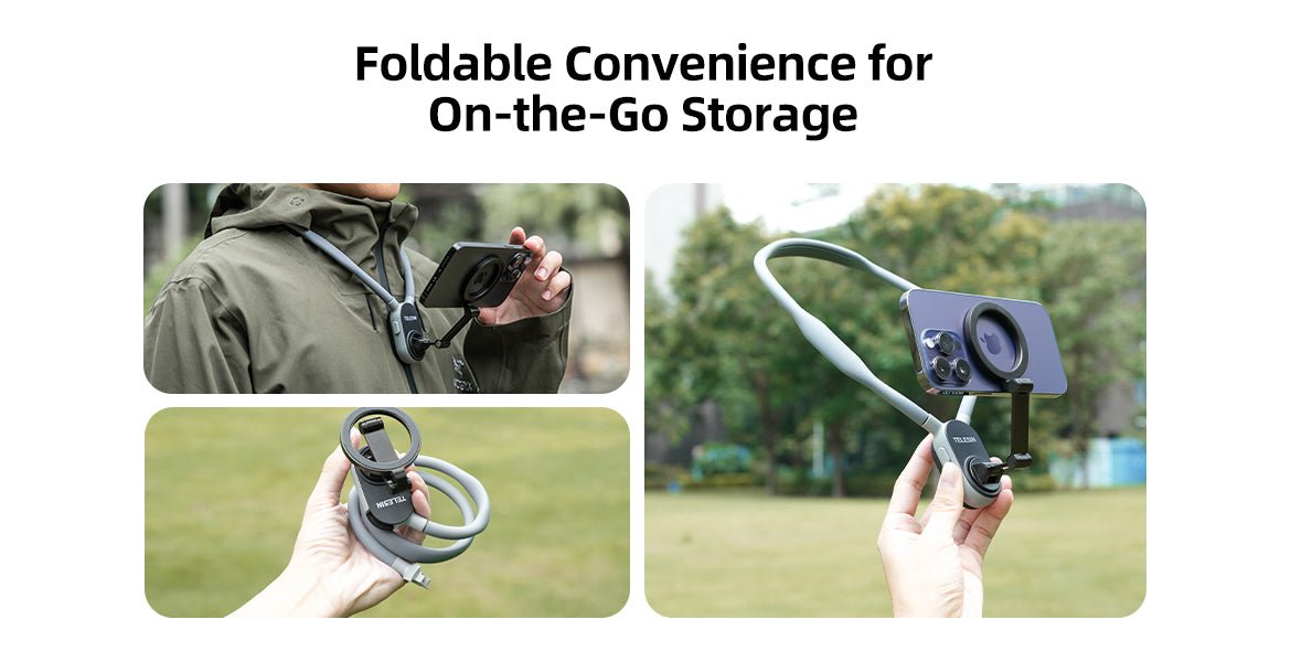 TELESIN Magnetic Neck Mount Hands-Free Phone Holder Adjustable Lightweight Design 19 TELESIN Magnetic Neck Mount for Phones 29 totot.ae