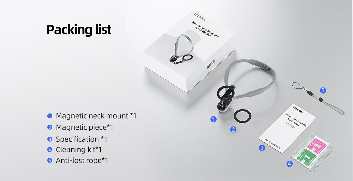 TELESIN Magnetic Neck Mount Hands-Free Phone Holder Adjustable Lightweight Design 22 TELESIN Magnetic Neck Mount for Phones 32 totot.ae