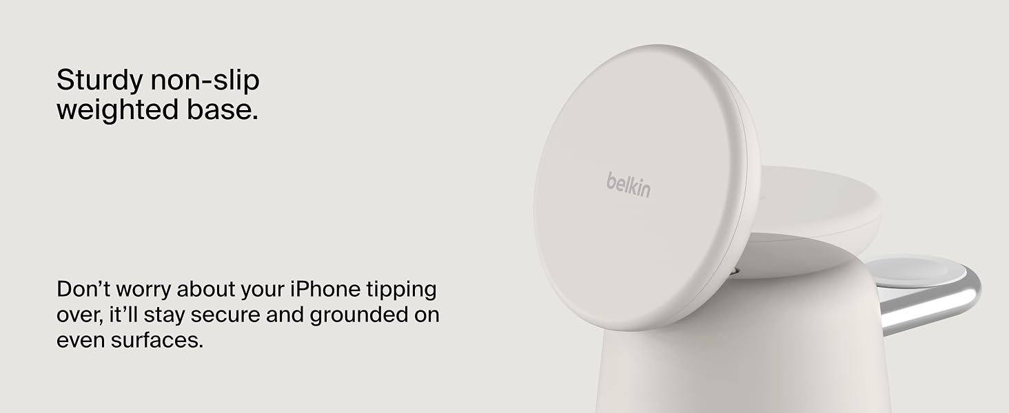 Belkin BOOST CHARGE PRO 2-in-1 Wireless Charging Dock with MagSafe, Charcoal – Fast Charging for iPhone & AirPods 14 WIZ020