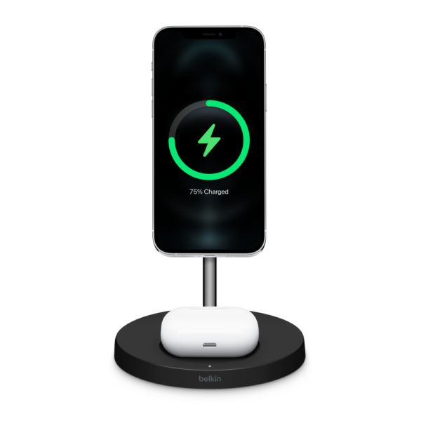Belkin BOOST CHARGE PRO 2-in-1 Wireless Charger Stand with MagSafe, Black