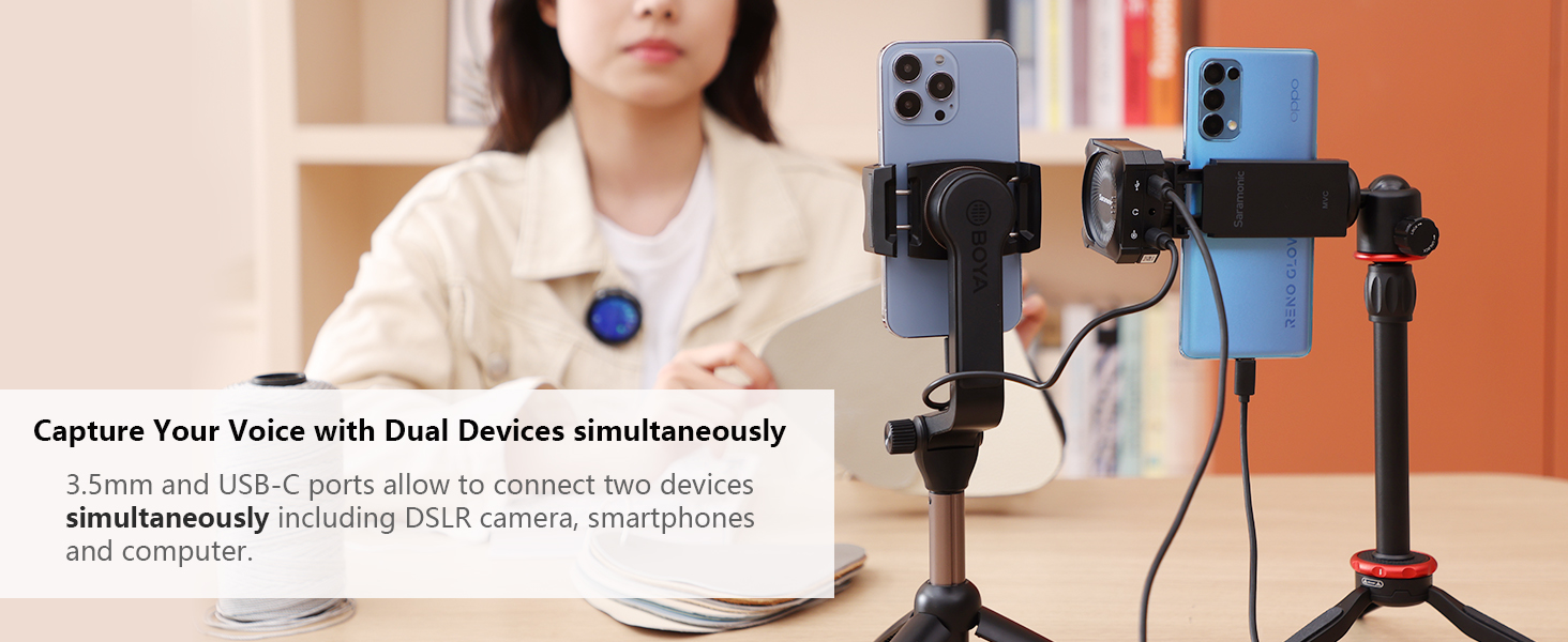 Saramonic BlinkMe B2 Wireless Lavalier Microphone 2.4GHz Touchscreen 2-Channel 100m Range Clip-On Mics for iPhone Android Camera Laptop YouTube TikTok Vlog 11 Saramonic BlinkMe B2 2.4GHz Wireless Smart Microphone With Touchscreen