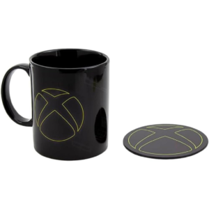 XBOX Mug and Metal Coaster Set, Officially Licensed Ceramic Mug with Cork-Backed Coaster, Gift for Gamers, 300ml