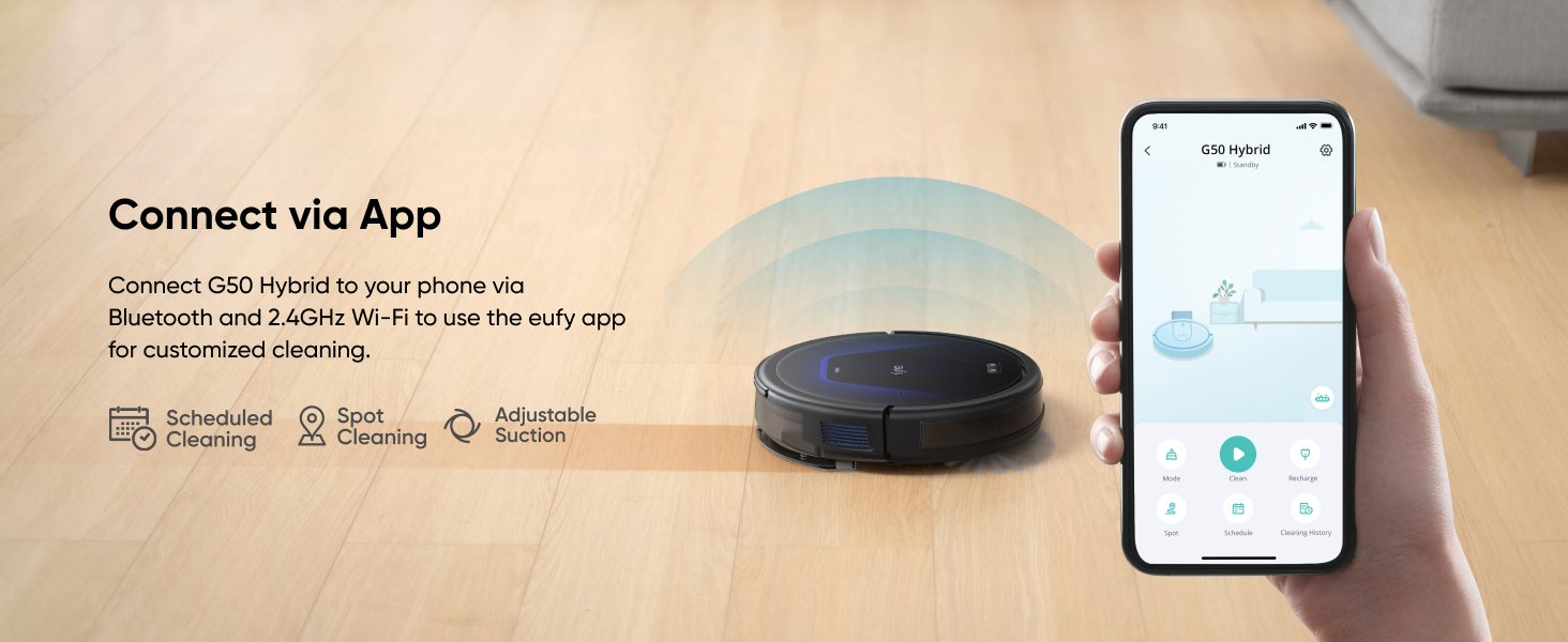 Eufy G50 Hybrid Robot Vacuum with Mop, 4000Pa Suction, Dynamic Navigation, Roller Brush, Ideal for Pet Hair & Hard Floors 11 eufy G50 Hybrid