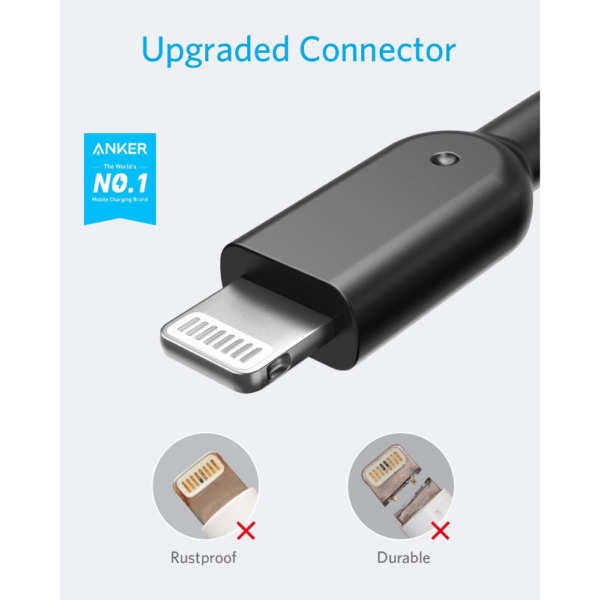 Anker PowerLine II USB-A to Lightning Cable (3ft), Ultra-Durable Fast Charging Cable, Black - Image 2