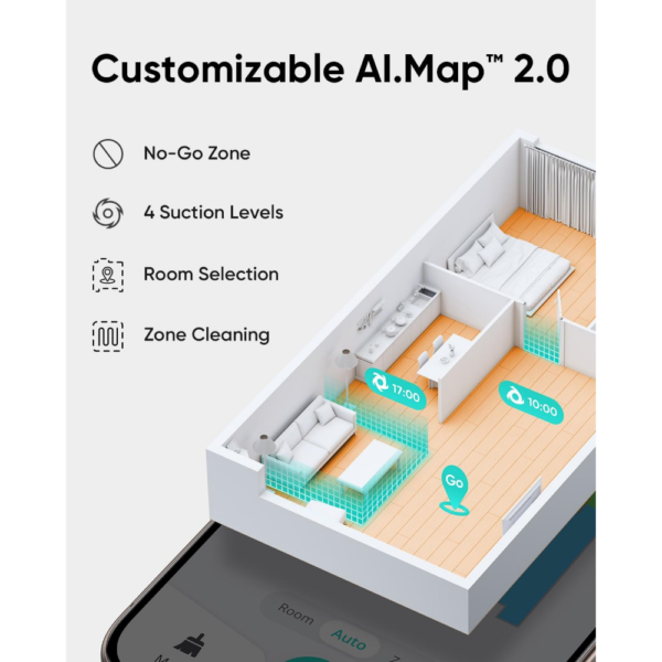 Eufy L60 Hybrid Robot Vacuum Cleaner with Mop, 5000Pa Suction, iPath Laser Navigation, Ideal for Hard Floors, Hair & Dust Removal - Image 4