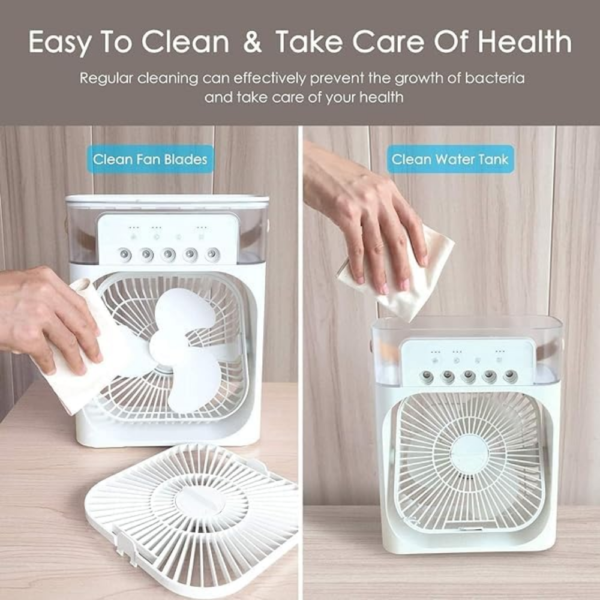 Portable Air Cooler Fan 3 in 1, Air Cooler Humidifier with USB Night Light, 3 Speeds Mini Portable Ac for Bedroom Home Office Room - Image 9