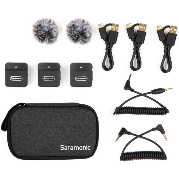 Saramonic Blink 100 B2 TX+TX+RX Wireless Microphone System 2-Person 2.4GHz Clip-On Dual Receiver TRS & TRRS Cables for Cameras Mobile - Image 2