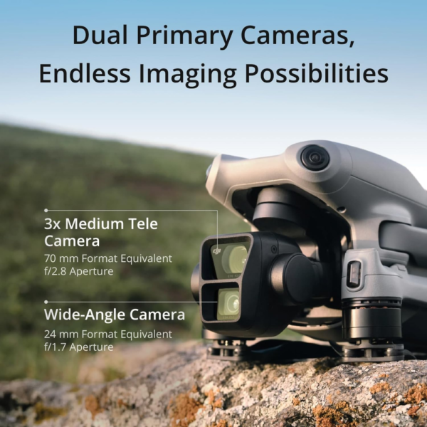 DJI Air 3 Fly More Combo with DJI RC 2, 4K HDR Drone, Tele & Wide Dual Cameras, 46-Min Flight, 2 Extra Batteries - Image 2