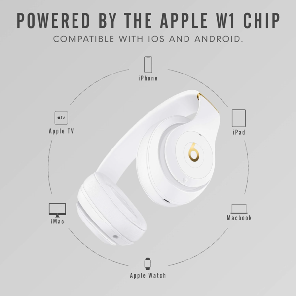 Beats Studio3 Wireless Noise Cancelling Over-Ear Headphones, Apple W1 Chip, Class 1 Bluetooth, 22H Battery Life, Built-In Mic, White - Image 4