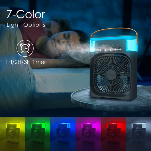 Portable Air Cooler Fan 3 in 1, Air Cooler Humidifier with USB Night Light, 3 Speeds Mini Portable Ac for Bedroom Home Office Room - Image 6