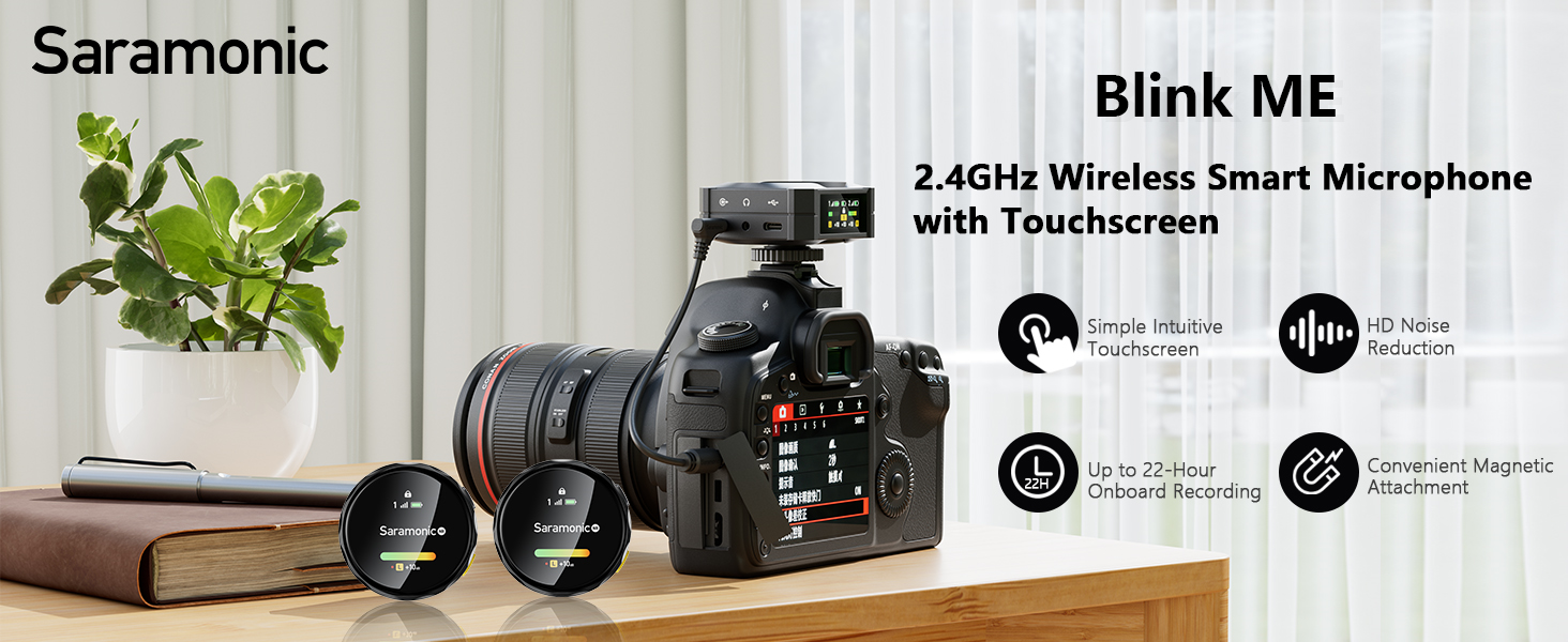 Saramonic BlinkMe B2 Wireless Lavalier Microphone 2.4GHz Touchscreen 2-Channel 100m Range Clip-On Mics for iPhone Android Camera Laptop YouTube TikTok Vlog 9 Saramonic BlinkMe B2 2.4GHz Wireless Smart Microphone With Touchscreen