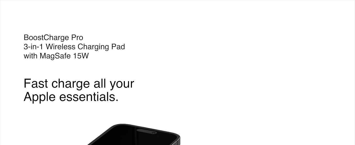 Belkin BOOSTCHARGE PRO 3-in-1 Wireless Charging Pad with MagSafe – Black | Fast Charging & Sleek Design 8 WIZ015/6/7