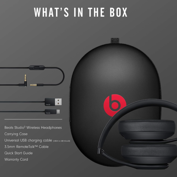 Beats Studio3 Wireless Noise Cancelling Over-Ear Headphones, Apple W1 Chip, Class 1 Bluetooth, 22H Battery Life, Built-In Mic, Matte Black - Image 14