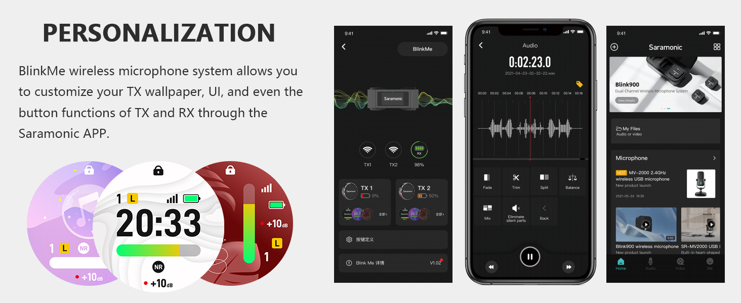Saramonic BlinkMe B2 Wireless Lavalier Microphone 2.4GHz Touchscreen 2-Channel 100m Range Clip-On Mics for iPhone Android Camera Laptop YouTube TikTok Vlog 15 Saramonic BlinkMe B2 2.4GHz Wireless Lavalier Microphone With Touchscreen