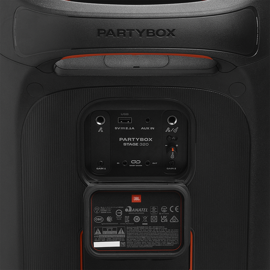 JBL PartyBox Stage 320 Portable Bluetooth Speaker, 240W Powerful Sound, 18H Battery, Dual Mic & Guitar Inputs, Black - Image 9