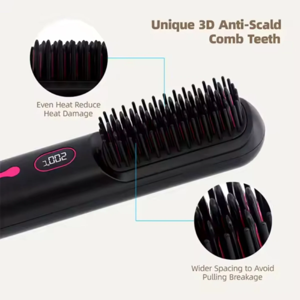 Buy Wireless Hair Straightening Comb 35W XWS-890, Portable Black Hair Styling Tool - Image 4