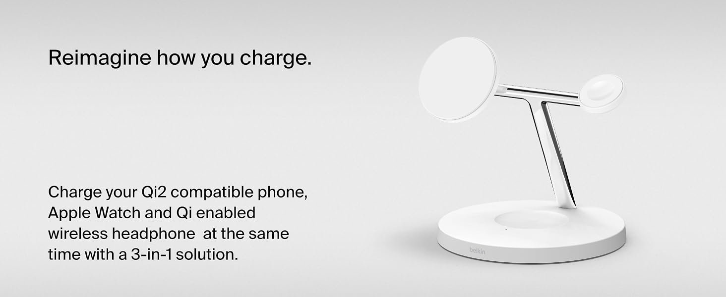 Belkin BoostCharge Pro 3-in-1 Magnetic Charging Stand Fast Charging & Sleek Design, Black 9 WIZ015/6/7