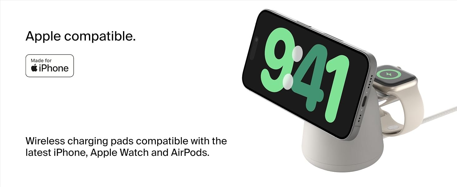 Belkin BOOST CHARGE PRO 2-in-1 Wireless Charging Dock with MagSafe, Charcoal – Fast Charging for iPhone & AirPods 10 WIZ020
