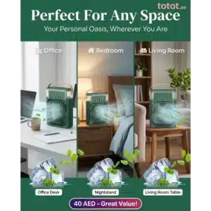 Portable Air Cooler Fan 3-in-1 - Mini AC Humidifier with USB Night Light, 3 Speeds, Quiet Cooling for Bedroom Home Office