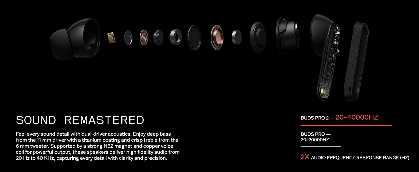 CMF BY NOTHING Buds Pro 2 Wireless Earbuds - ChatGPT Integration, 50dB Hybrid Noise Cancelling, IP55 Waterproof, Orange 12 K
