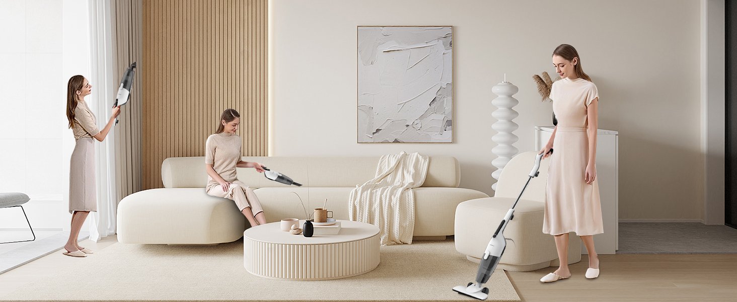 Deerma DX120C Upright Vacuum Cleaner, 3-in-1 Handheld Vacuum, 600W 16,000Pa Strong Suction, Stick Vacuum for Home Use 10 1