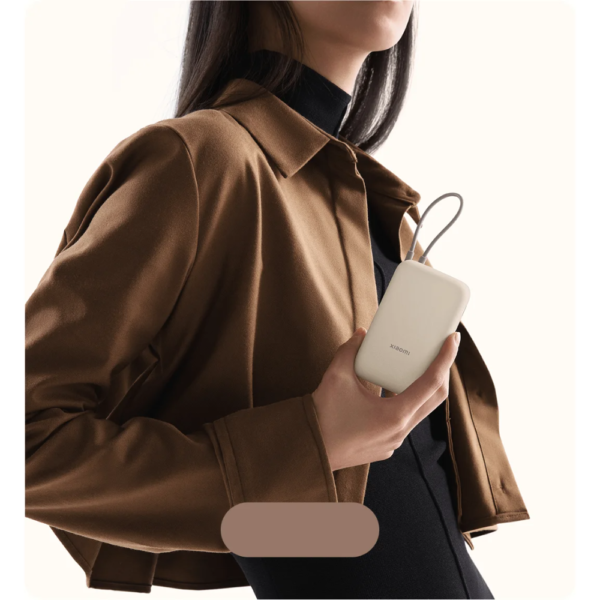 Xiaomi Power Bank 10000mAh with Integrated Cable Portable Fast Charging Battery Pack  tan - Image 8