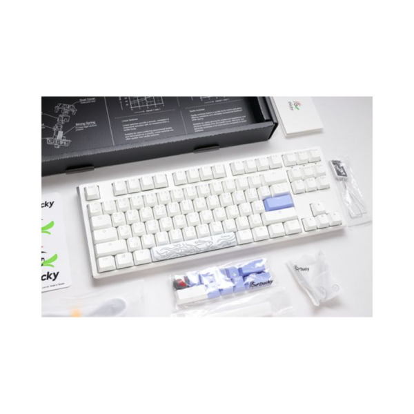 Ducky One 3 TKL Mechanical Keyboard Classic Pure White, 80% Layout, Cherry MX Blue Switches, Arabic Key Layout - Image 4