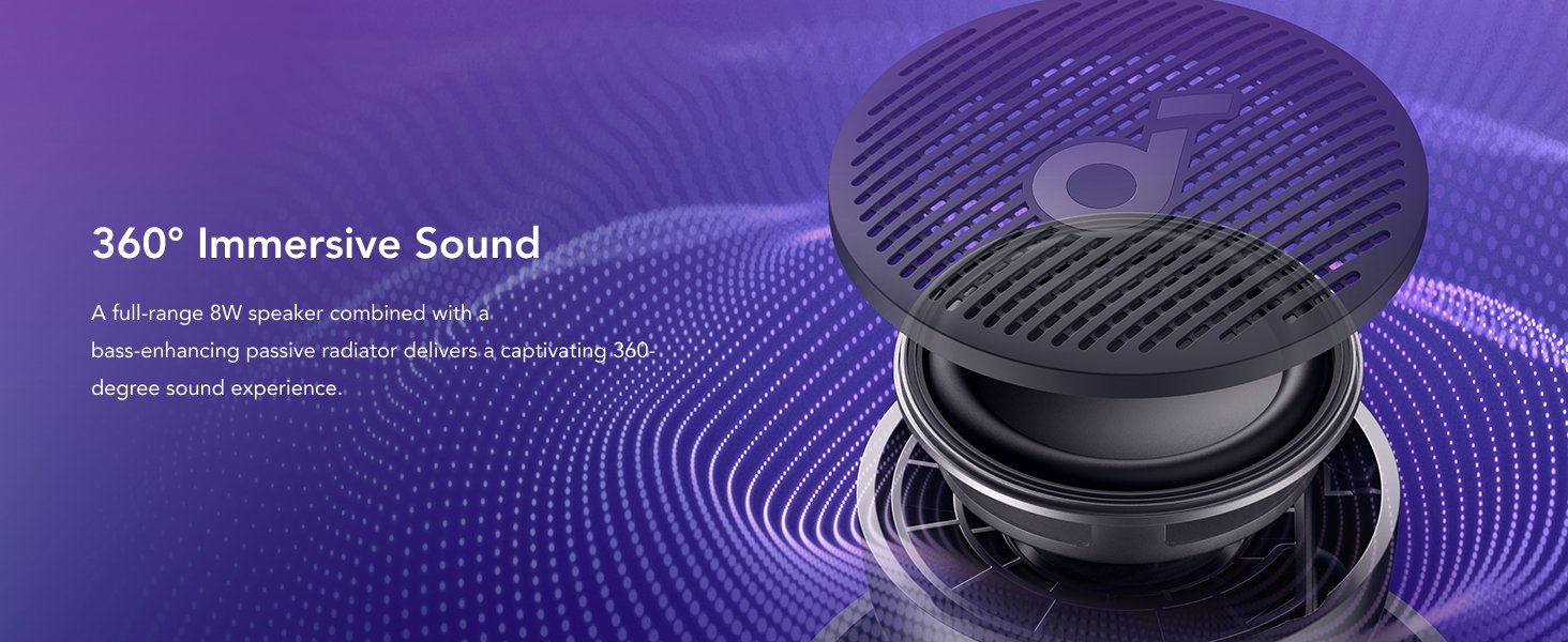 Anker Soundcore Glow Mini Portable Bluetooth Speaker with 360° Sound - Light Show, 12H Battery, IP67 Waterproof 10 1