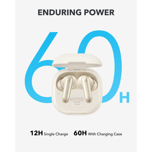 Anker Soundcore P40i Noise Cancelling Wireless Earbuds, 60H Playtime, Heavy Bass, 2-in-1 Case and Phone Stand, IPX5, Wireless Charging, Bluetooth 5.3, White - Image 2