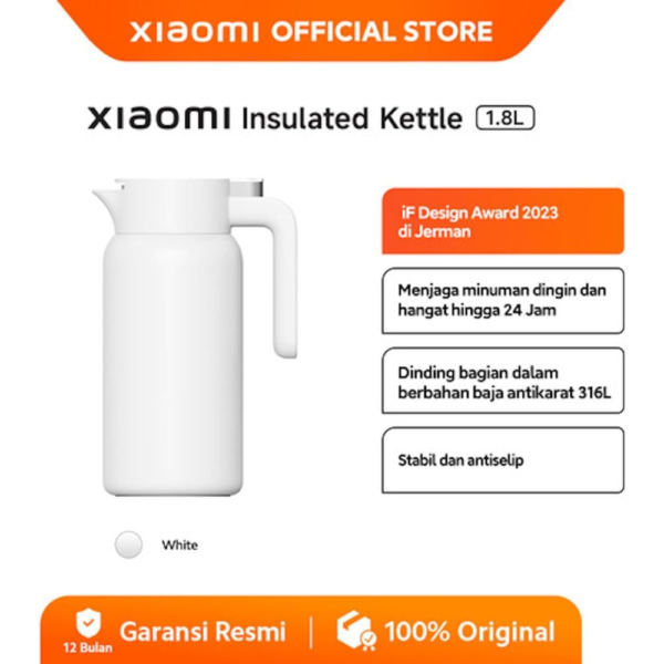 Xiaomi Insulated Kettle 1.8L, Double-Wall Stainless Steel Thermal Kettle, 12-Hour Heat Retention, Safe Cool-Touch Design, BPA-Free, White - Image 6