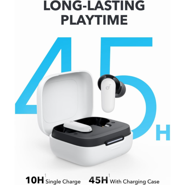 Anker Soundcore R50i NC Noise Cancelling Earbuds with Powerful Bass, 45H Playtime, 2-in-1 Case, IP54, Bluetooth 5.4, White - Image 5