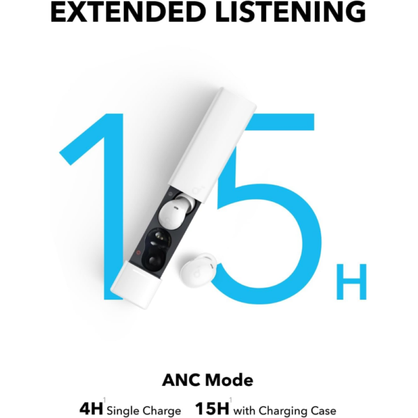 Anker Soundcore A30i Noise Cancelling Earbuds, Stylish Lipstick-Shaped Design, Bluetooth 5.4 Wireless, IP54 Water-Resistant, Clear Sound, White - Image 6