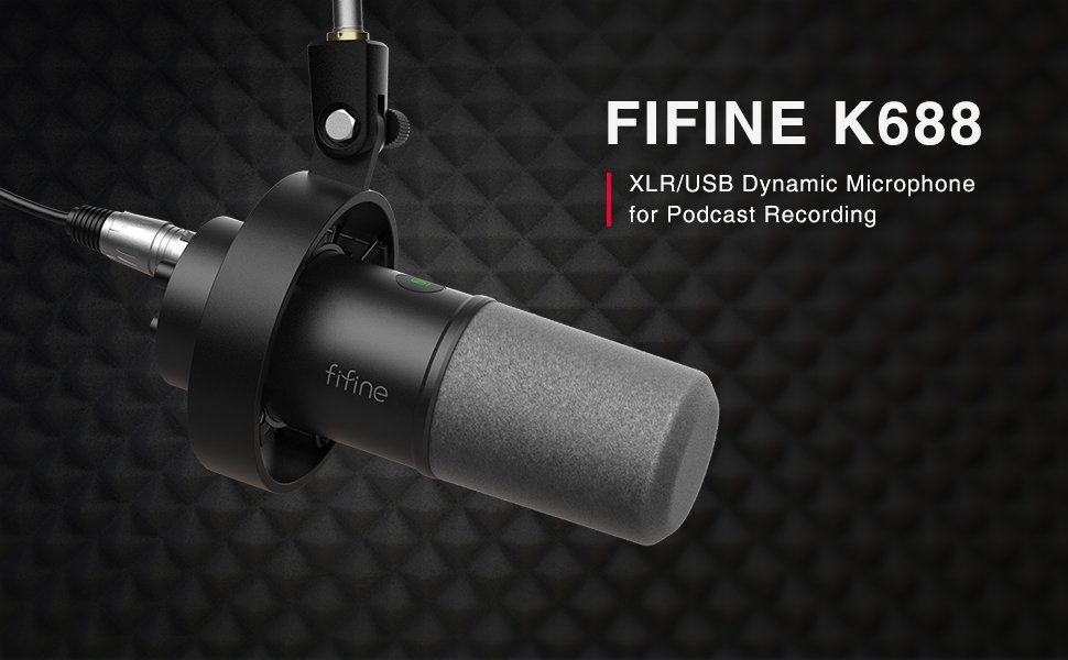 FIFINE K688 Dynamic Microphone - XLR/USB Podcast Microphone for Streaming, Vocal, and Voice Over, Metal Mic with Mute 9 fifine microphone