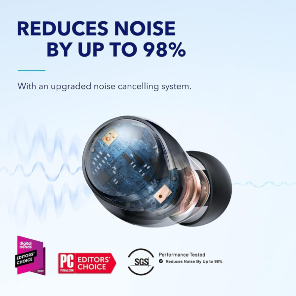 Anker Soundcore Space A40 Active Noise Cancelling Wireless Earbuds, 50H Playtime, Hi-Res Sound, Wireless Charging, Black - Image 3