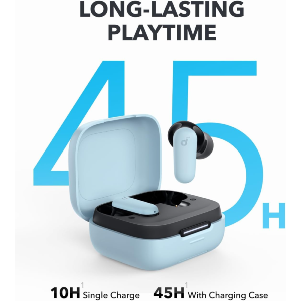 Anker Soundcore R50i NC Noise Cancelling Earbuds with Powerful Bass, 45H Playtime, 2-in-1 Case, IP54, Bluetooth 5.4, Blue - Image 5