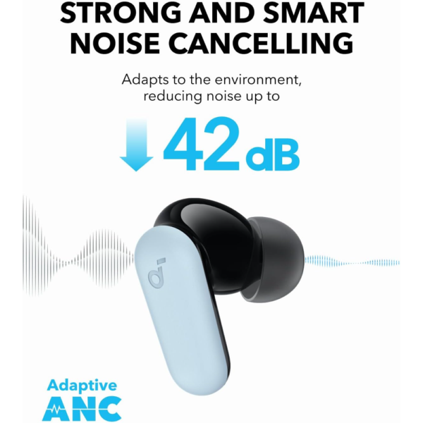 Anker Soundcore R50i NC Noise Cancelling Earbuds with Powerful Bass, 45H Playtime, 2-in-1 Case, IP54, Bluetooth 5.4, Blue - Image 3