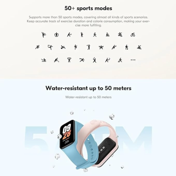 Xiaomi Smart Band 8 Active Pink Edition, Fitness Tracker with AMOLED Display, 150+ Sports Modes, Health & Activity Monitoring - Image 2