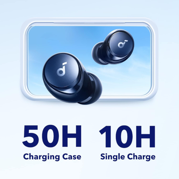 Anker Soundcore Space A40 Active Noise Cancelling Wireless Earbuds, 50H Playtime, Hi-Res Sound, Wireless Charging, Blue - Image 4