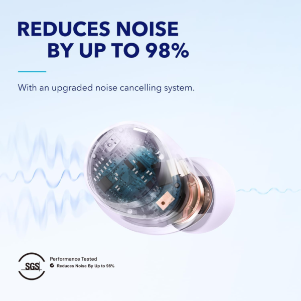 Anker Soundcore Space A40 Active Noise Cancelling Wireless Earbuds, 50H Playtime, Hi-Res Sound, Wireless Charging, Purple - Image 2