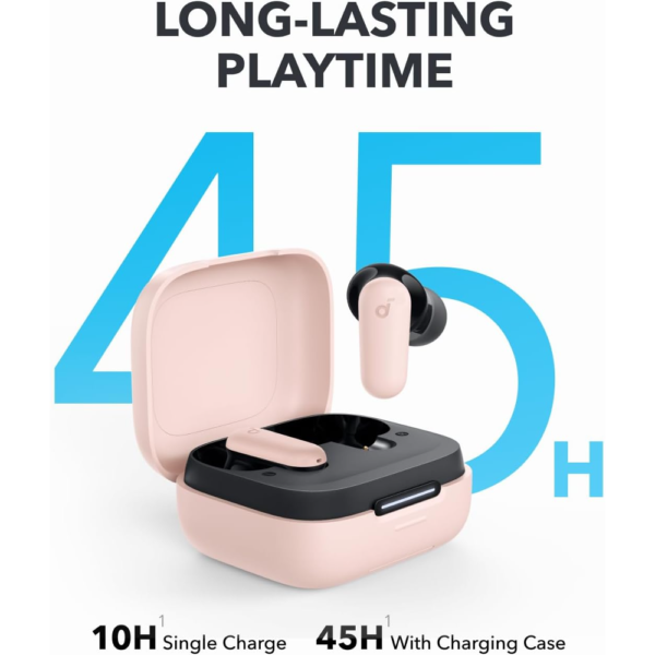 Anker Soundcore R50i NC Noise Cancelling Earbuds with Powerful Bass, 45H Playtime, 2-in-1 Case, IP54, Bluetooth 5.4, Pink - Image 5