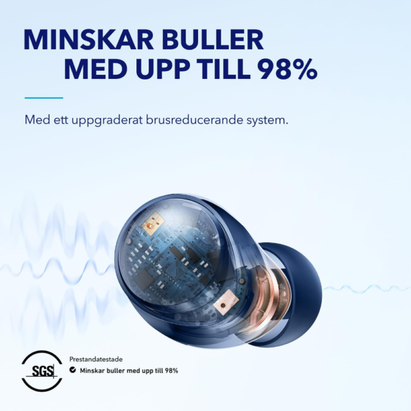 Anker Soundcore Space A40 Active Noise Cancelling Wireless Earbuds, 50H Playtime, Hi-Res Sound, Wireless Charging, Blue - Image 2