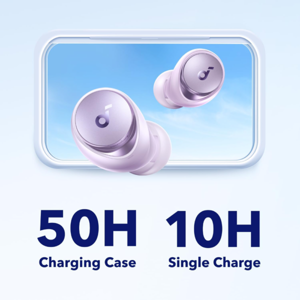 Anker Soundcore Space A40 Active Noise Cancelling Wireless Earbuds, 50H Playtime, Hi-Res Sound, Wireless Charging, Purple - Image 4