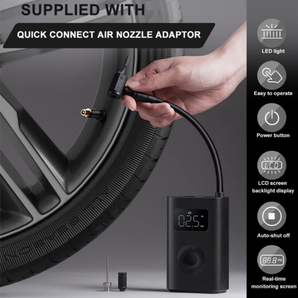Xiaomi Portable Electric Air Compressor 2 Compact Cordless, and Rechargeable Tire Inflator with Digital Pressure Display - Image 12