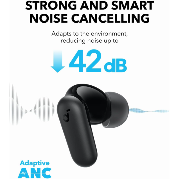 Anker Soundcore R50i NC Noise Cancelling Earbuds with Powerful Bass, 45H Playtime, 2-in-1 Case, IP54, Bluetooth 5.4, Black - Image 3