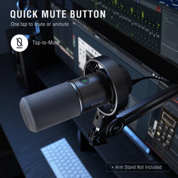 FIFINE K688 Dynamic Microphone, XLR/USB Podcast Microphone for Streaming, Vocal, and Voice Over, Metal Mic with Mute, Headphone Jack, Volume Control, and Windscreen - Image 5