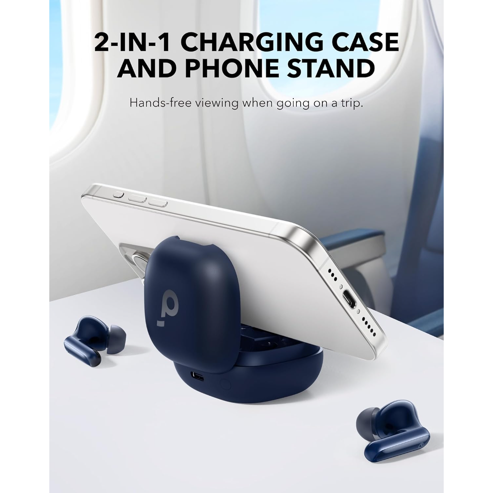 Anker Soundcore P40i Noise Cancelling Wireless Earbuds, 60H Playtime, Heavy Bass, 2-in-1 Case and Phone Stand, IPX5, Wireless Charging, Bluetooth 5.3, Blue 2 Anker Soundcore P40i Noise Cancelling Wireless Earbuds, 60H Playtime, Heavy Bass, 2-in-1 Case and Phone Stand, IPX5, Wireless Charging, Bluetooth 5.3, Blue - Image 2
