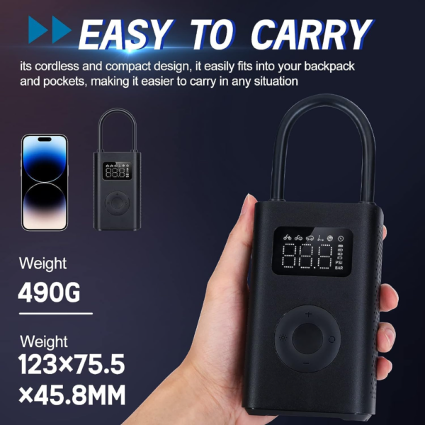Xiaomi Portable Electric Air Compressor 2 Compact Cordless, and Rechargeable Tire Inflator with Digital Pressure Display - Image 10